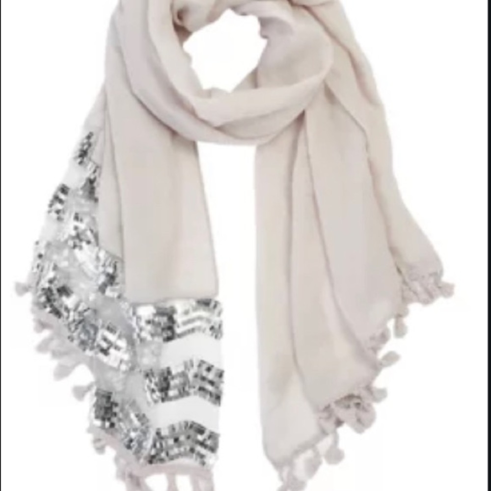 NEW Silver Sequin Chiffon Shiny scarf